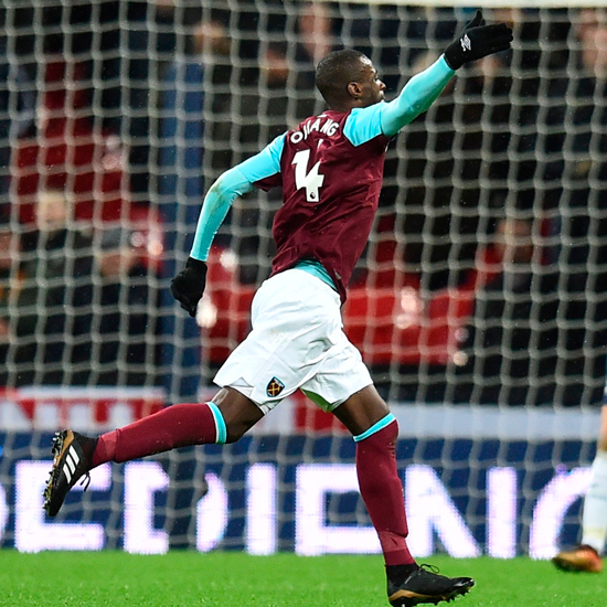 Pedro Obiang celebrates scoring against Spurs