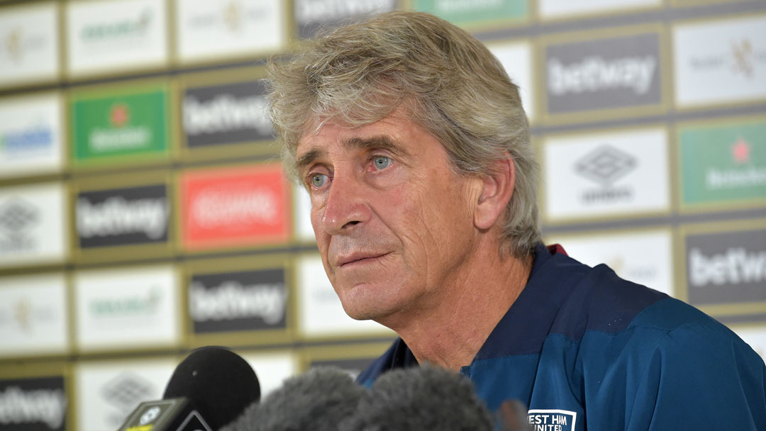 Manuel Pellegrini speaks to the media at Rush Green