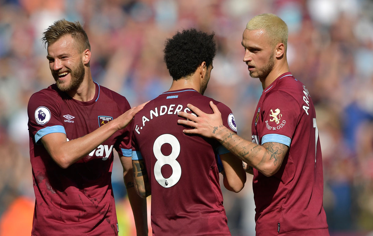 West Ham players celebrate a goal