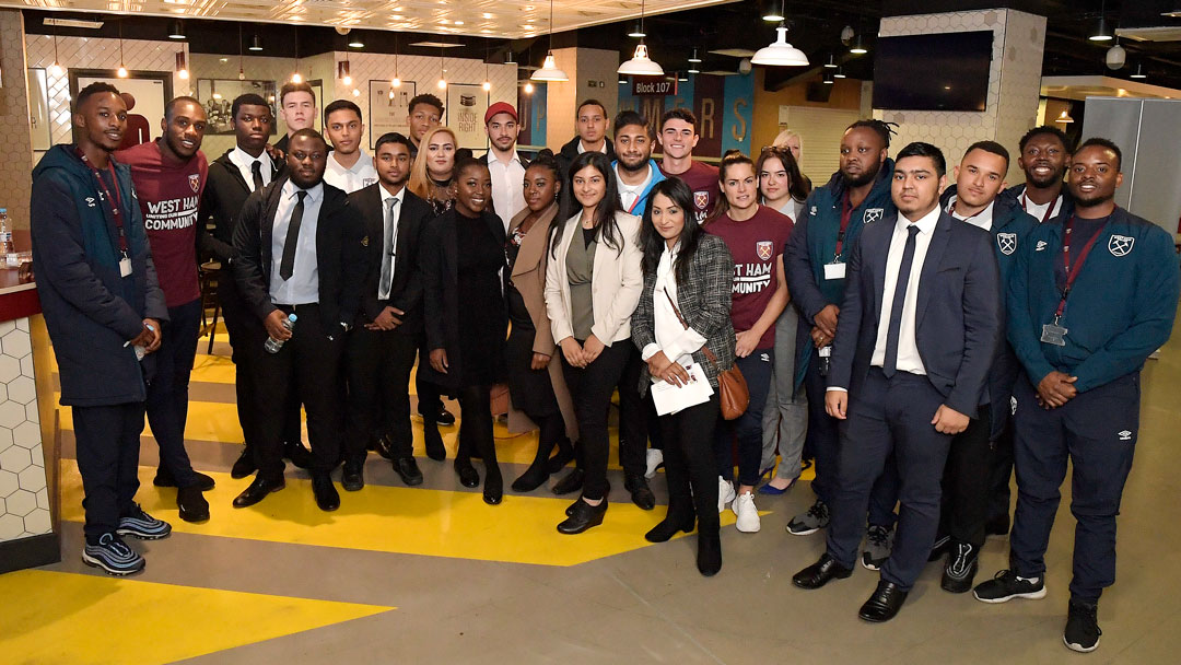 Michail Antonio, Andy Carroll, Joe Powell and Claire Rafferty at the launch of The Players' Project