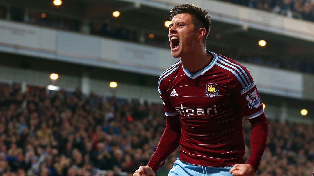 Aaron Cresswell celebrates scoring against Newcastle United in November 2014