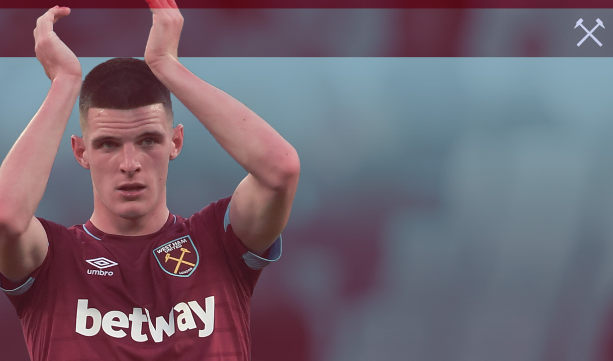 Declan Rice applauds the Claret and Blue Army