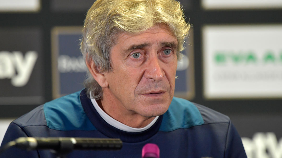 Manuel Pellegrini speaks to the media at Rush Green