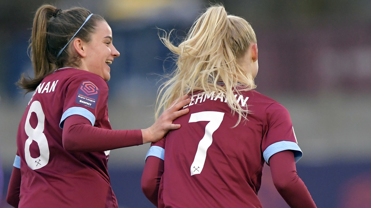 Lehmann celebrates her goal against Bristol City Women