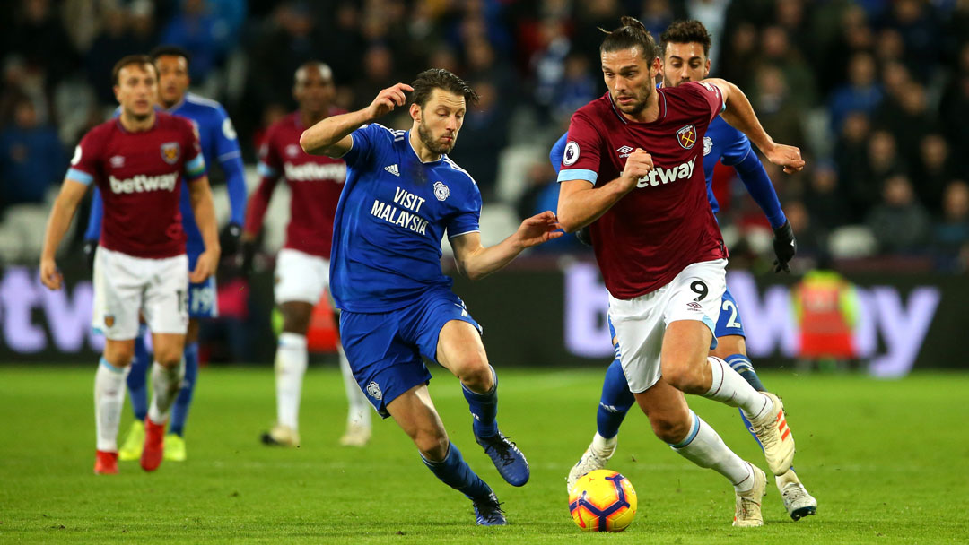 Andy Carroll in action against Cardiff City