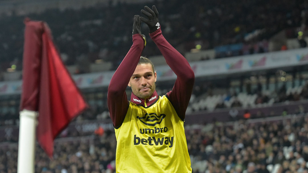 Andy Carroll acknowledges the supporters