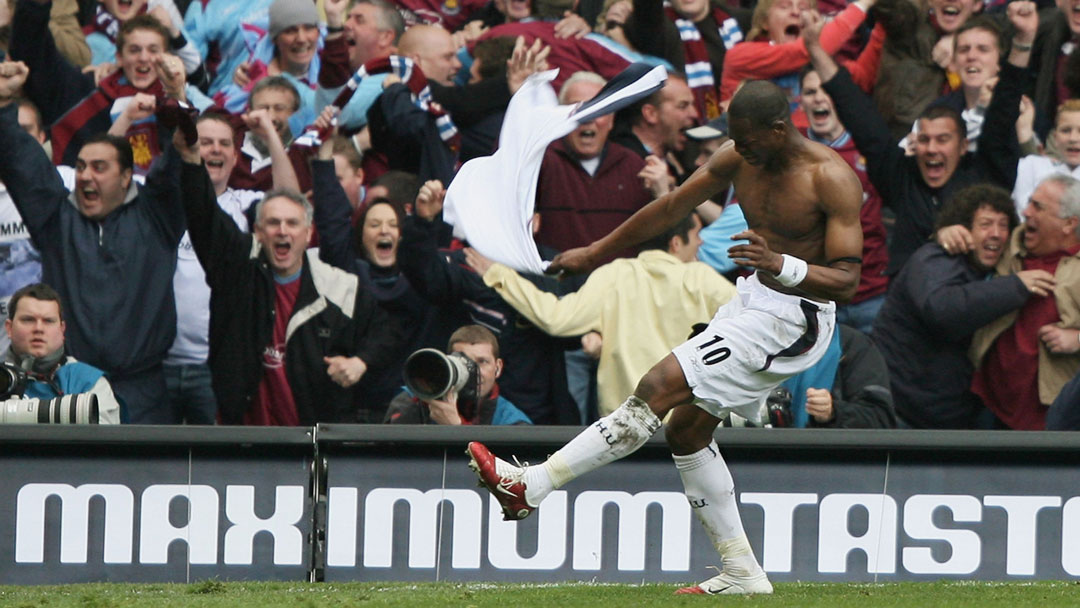 Marlon Harewood celebrates scoring against Middlesbrough in the 2006 FA Cup semi-final