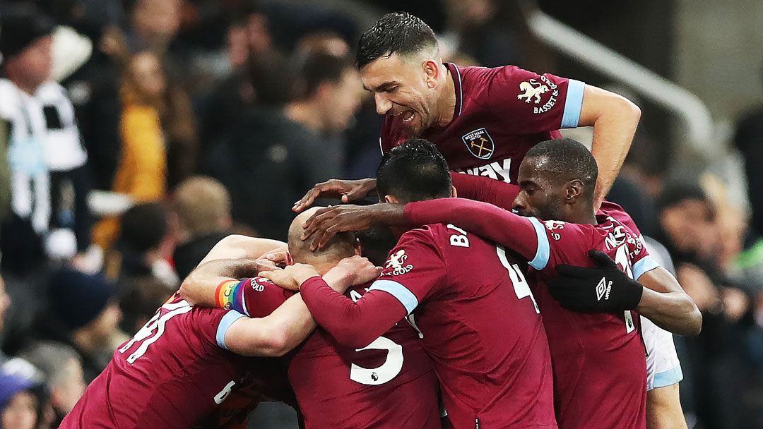 West Ham celebrate victory at Newcastle United