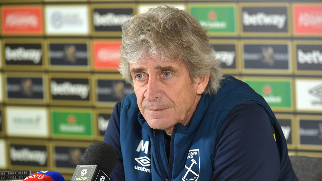 Manuel Pellegrini speaks to the media at Rush Green