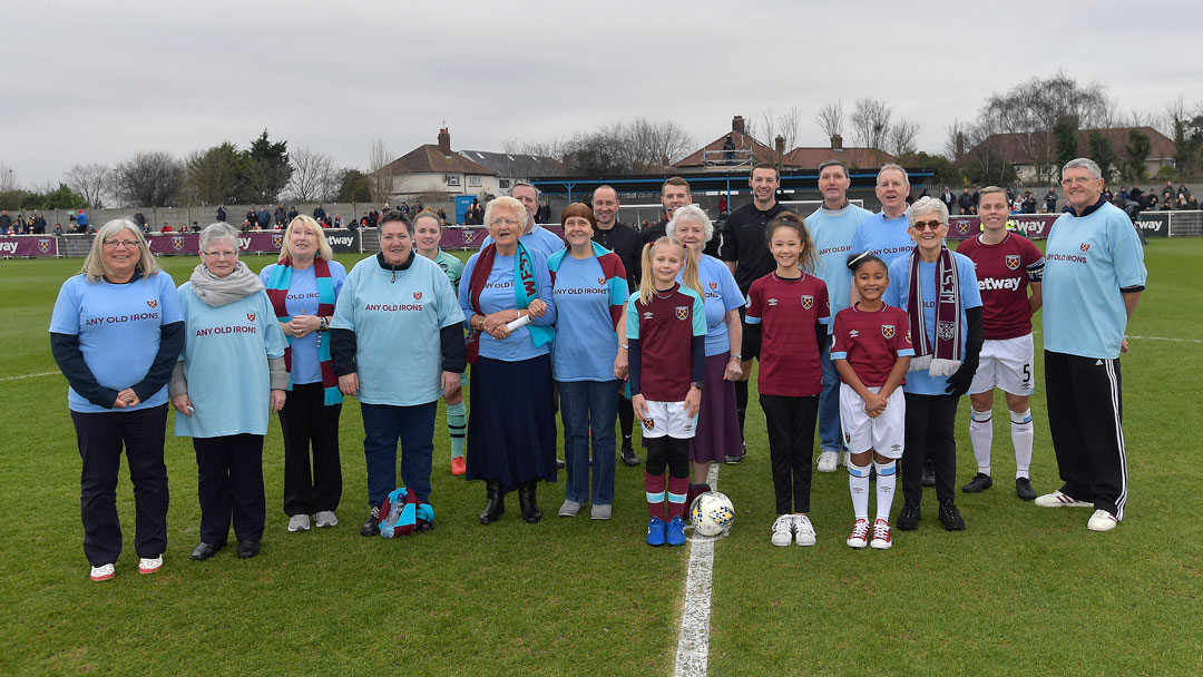 Any Old Irons members were mascots for Sunday's Women's Super League fixture