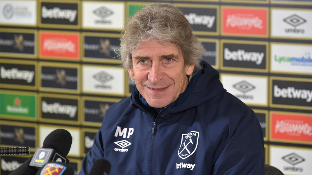 Manuel Pellegrini speaks to the media at Rush Green