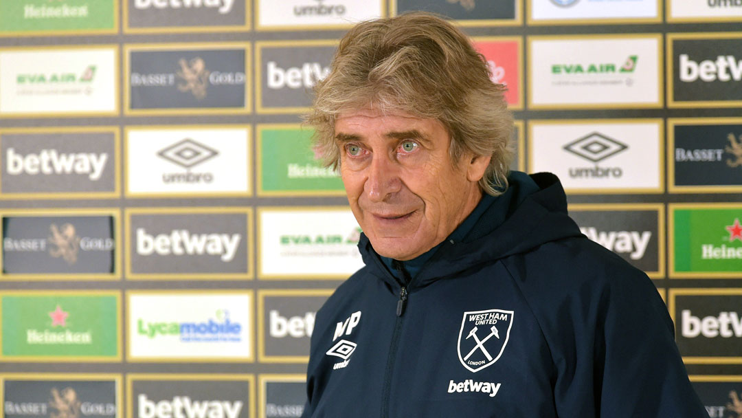 Manuel Pellegrini speaks to the media at Rush Green