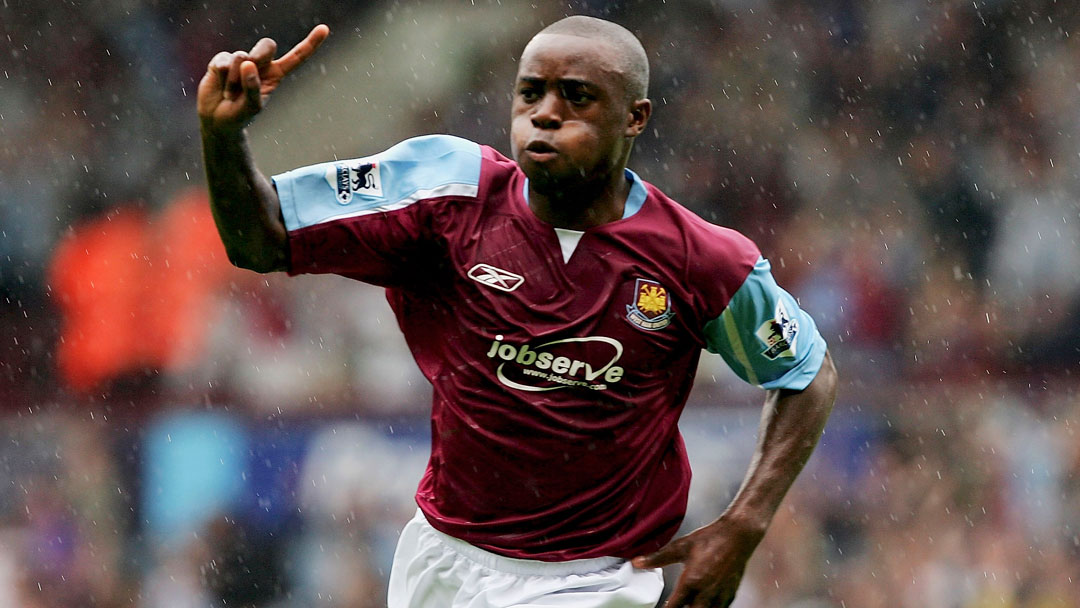 Nigel Reo-Coker celebrates scoring for West Ham United