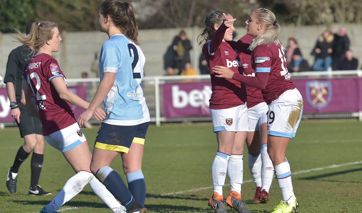 West Ham women celebrate scoring against Blackburn