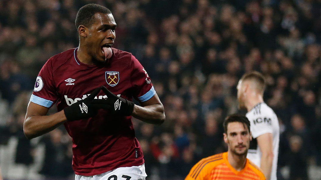 Issa Diop celebrates scoring against Fulham