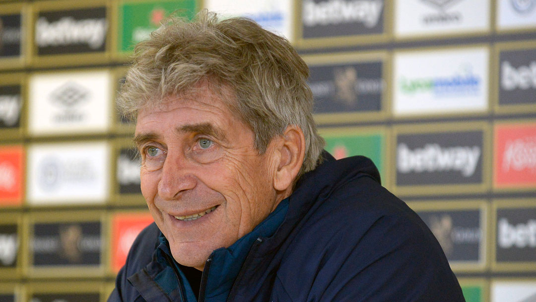 Manuel Pellegrini speaks to the media at Rush Green