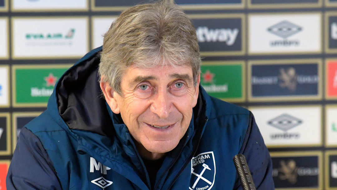 Manuel Pellegrini speaks to the media at Rush Green