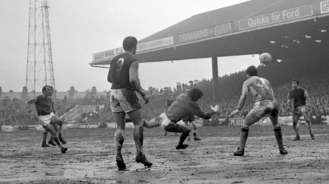 Jimmy Greaves scores one of his two goals on his West Ham United debut