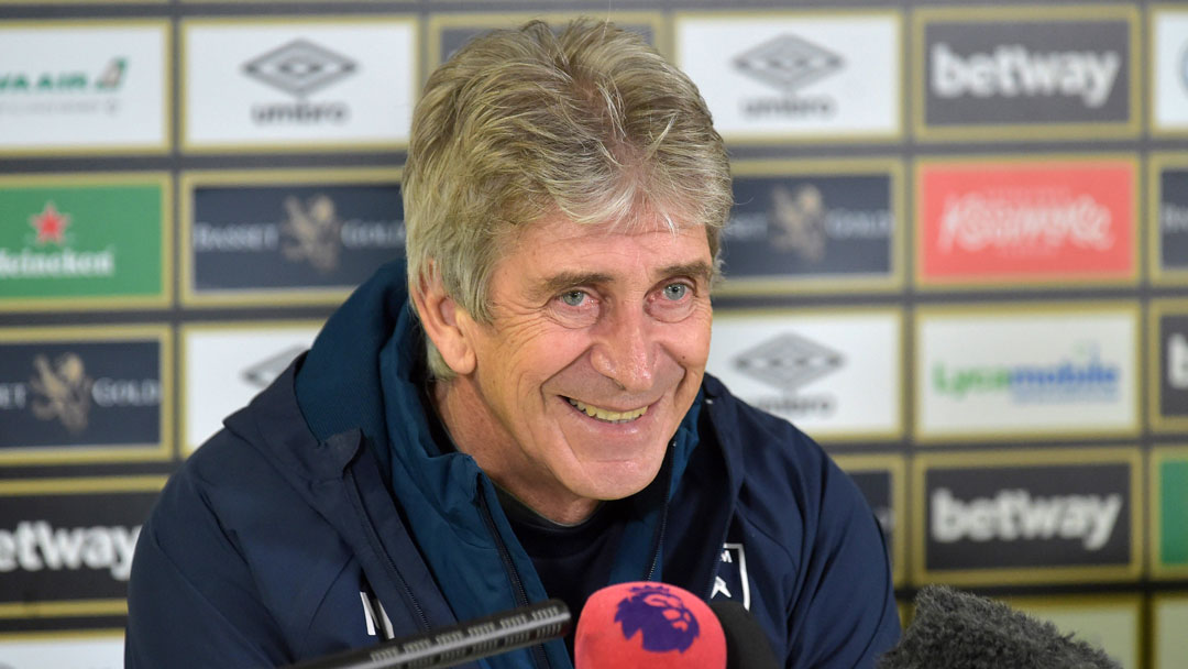 Manuel Pellegrini speaks to the media at Rush Green