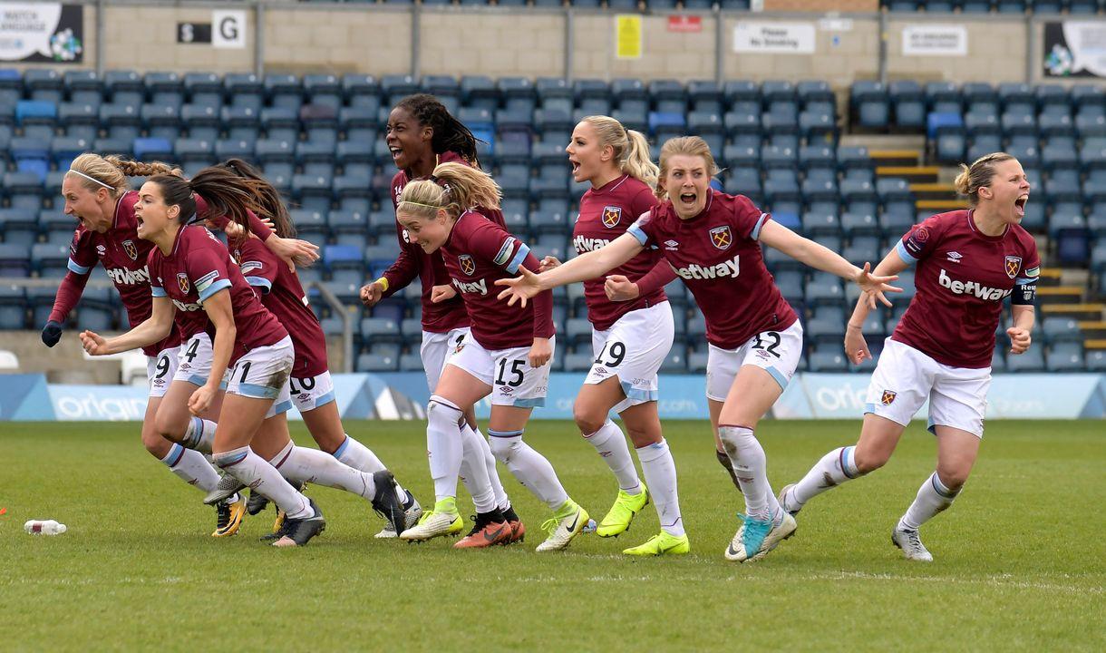 West Ham women's players celebrate