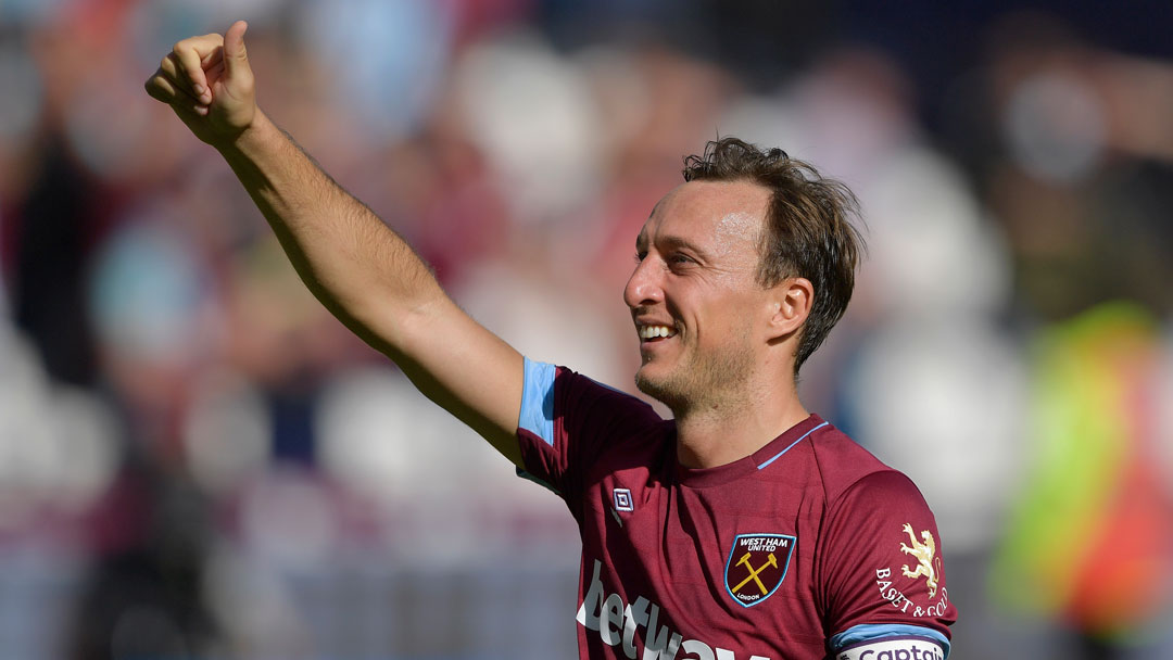 Mark Noble celebrates victory over Manchester United in September 2018