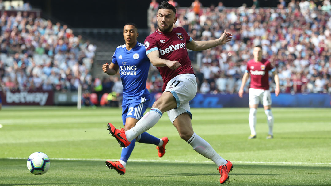 Robert Snodgrass in action against Leicester City at London Stadium