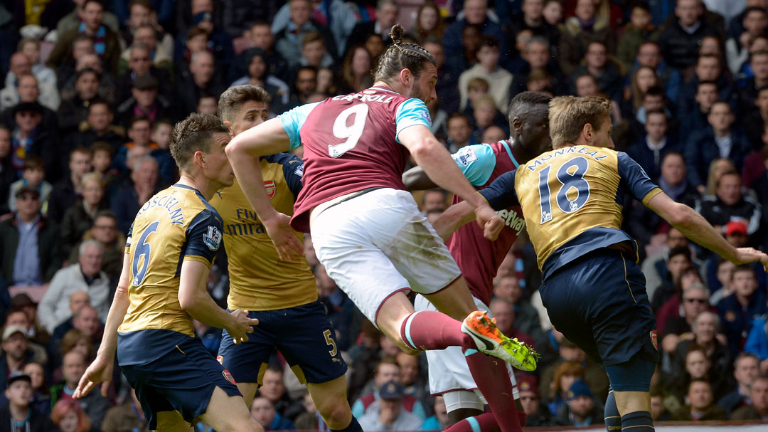 Andy Carroll scores against Arsenal in April 2016