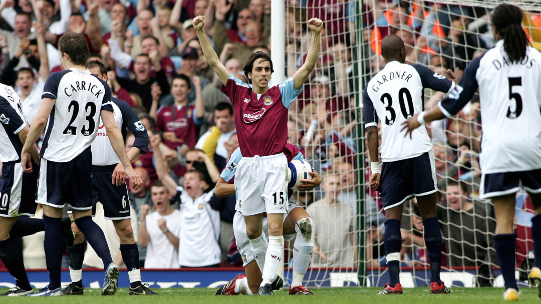 Yossi Benayoun celebrates his match-winner against Tottenham in May 2006