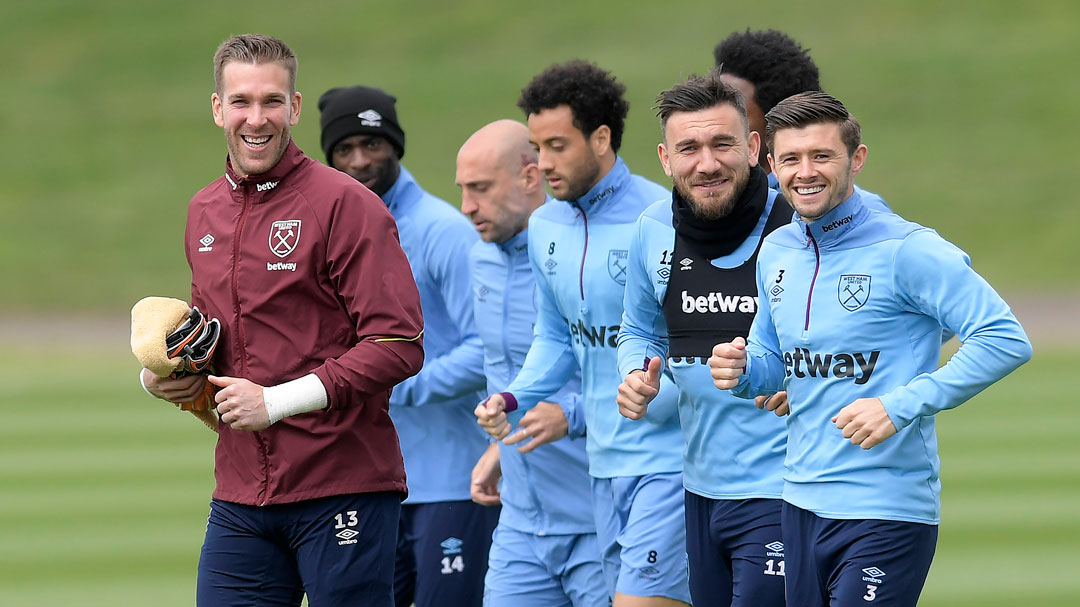 Adrian smiles in training at Rush Green