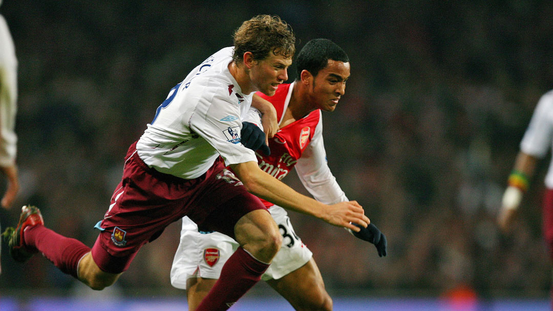 Jonathan Spector in action against Arsenal