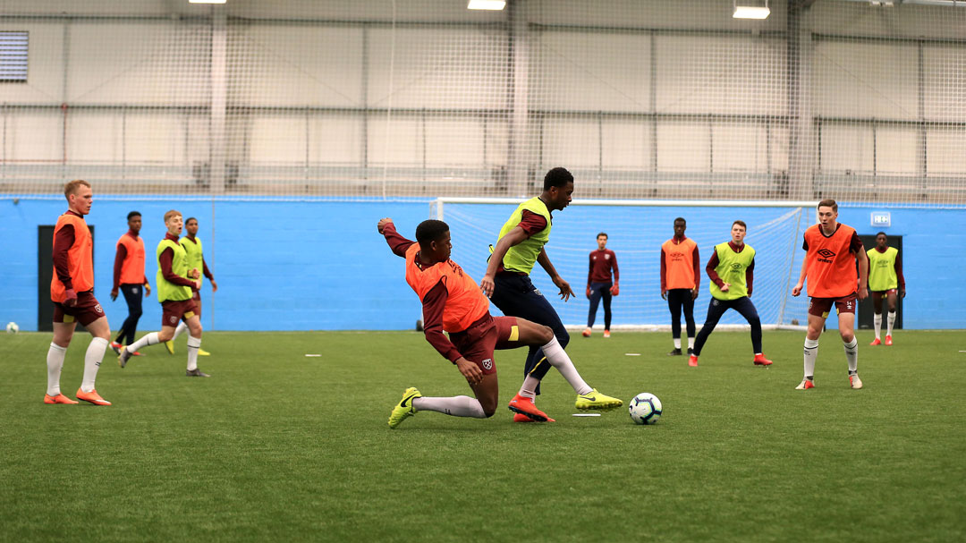 West Ham United U23s in training at Chadwell Heath