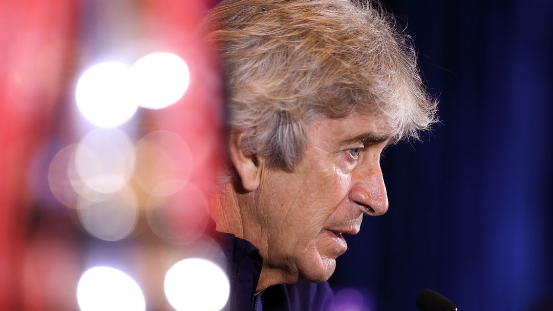 Manuel Pellegrini speaks to the media in Shanghai