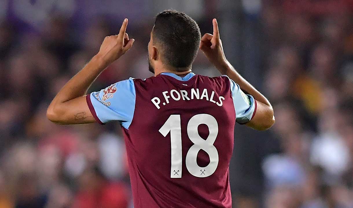 Pablo Fornals celebrates his goal at Newport