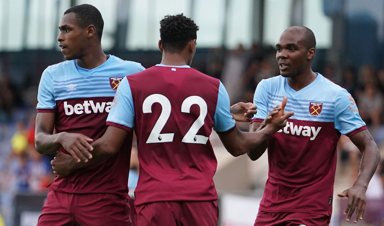 The Hammers celebrate against Hertha