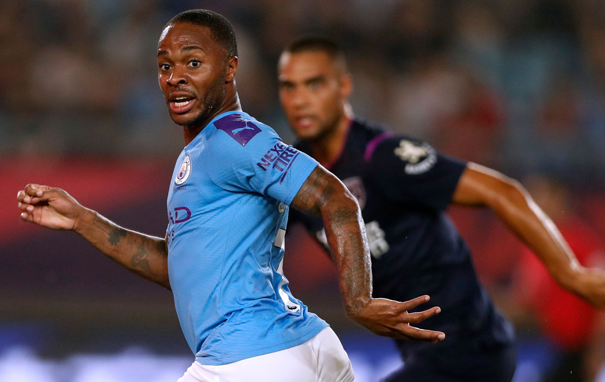 Raheem Sterling in action against West Ham in China