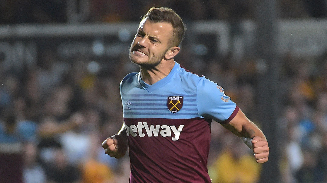 Jack Wilshere celebrates his goal at Newport