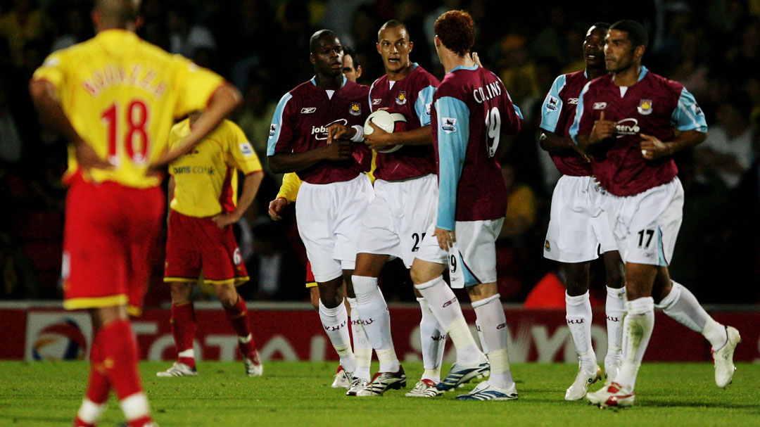 Bobby Zamora celebrates scoring at Watford