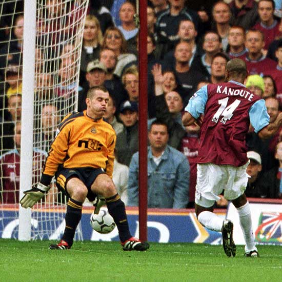 Frederic Kanoute scores against Newcastle