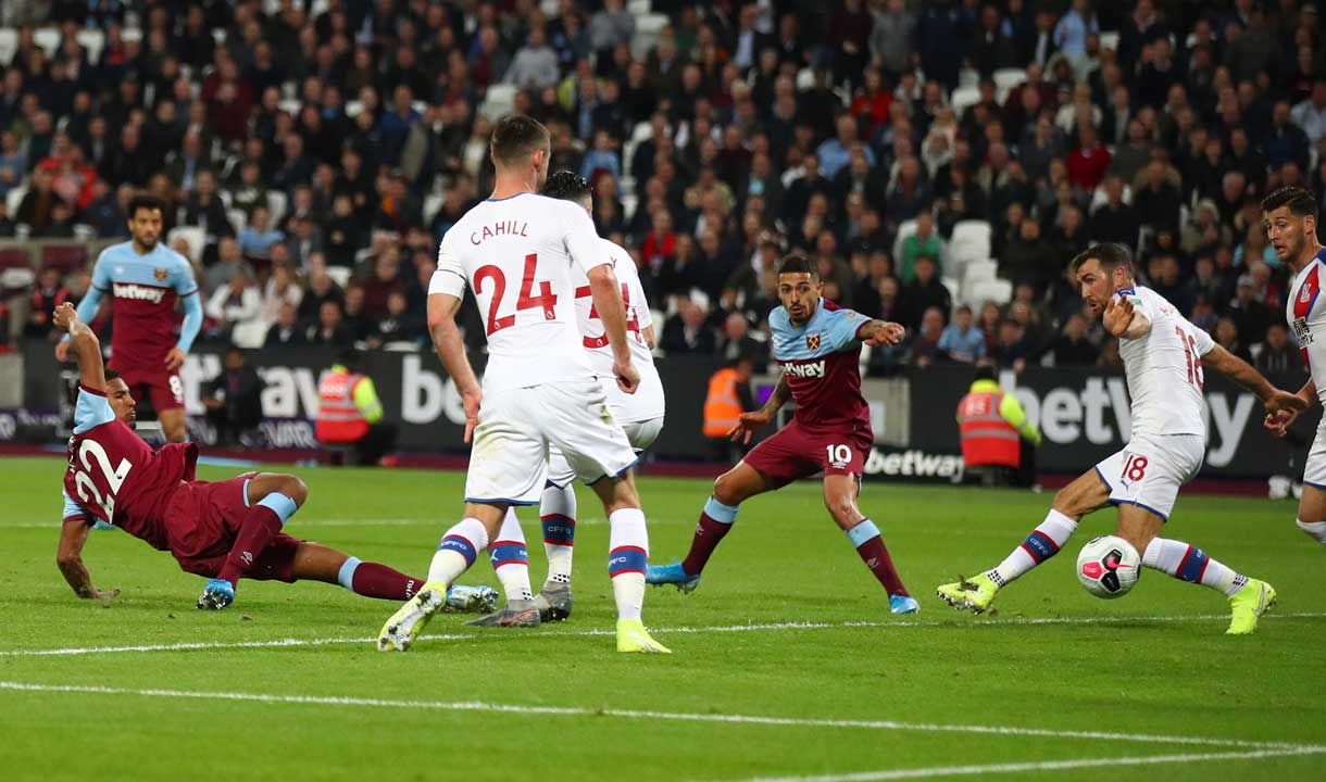 Sebastien Haller scores against Crystal Palace