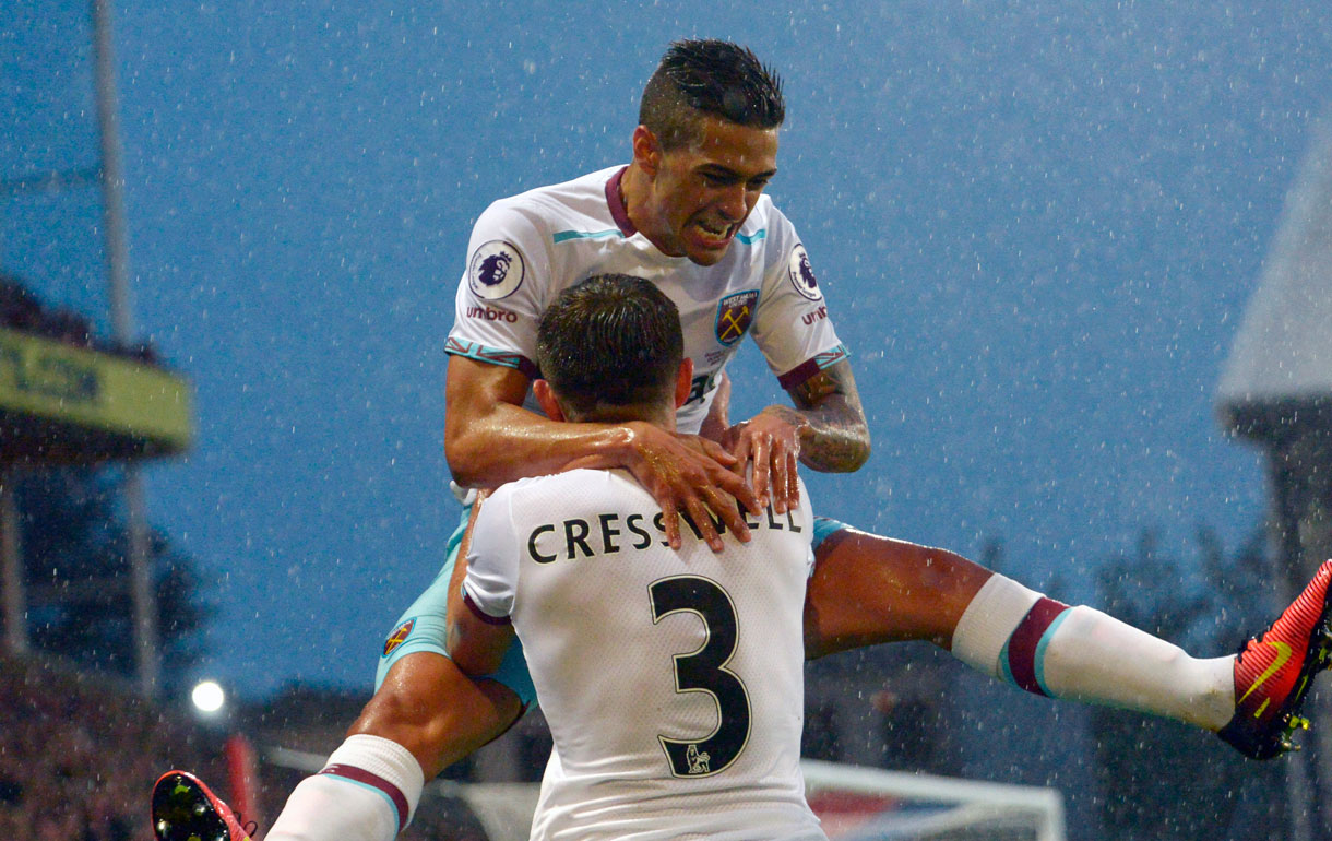 West Ham celebrate scoring at Crystal Palace in October 2016