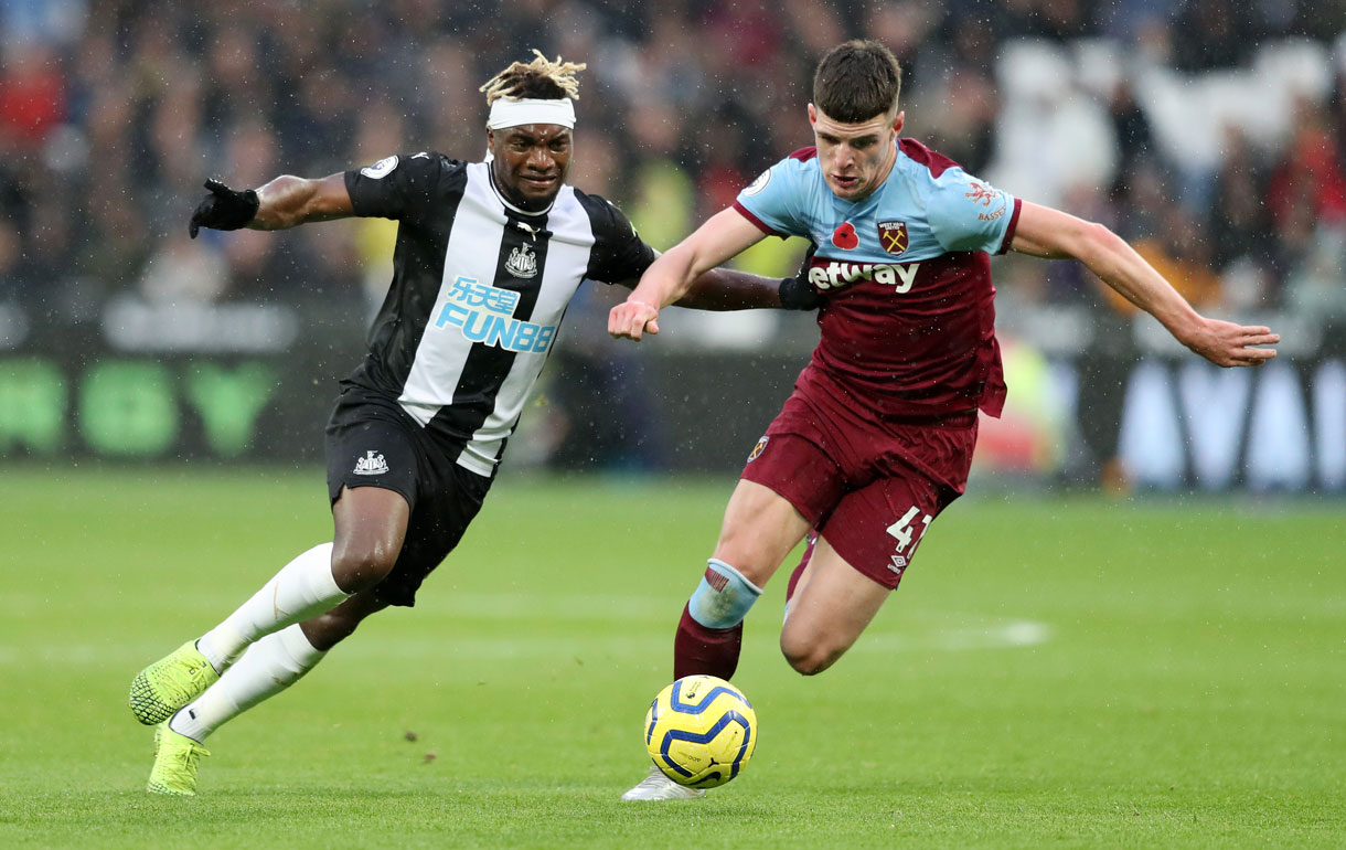 Declan Rice battles Allan Saint-Maximin