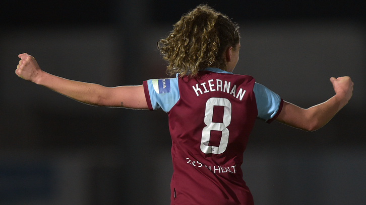 Leanne Kiernan celebrates her goal in the WSL match against Reading