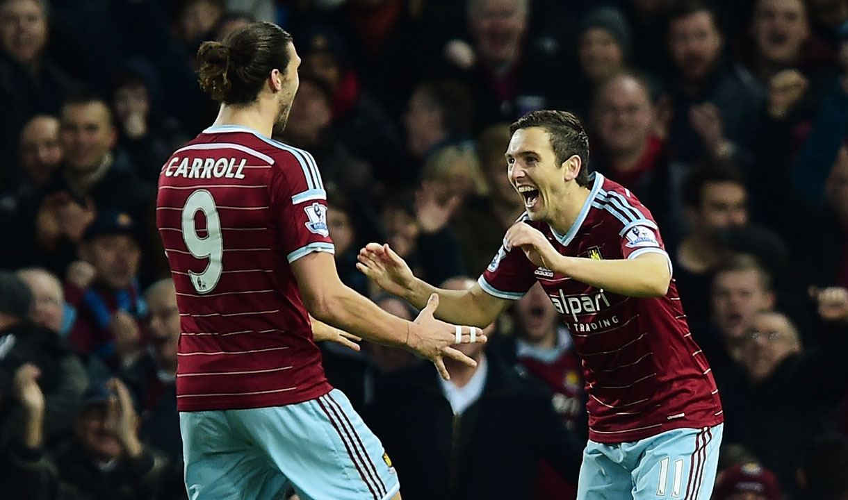 Stewart Downing celebrates his goal against Leicester in December 2014