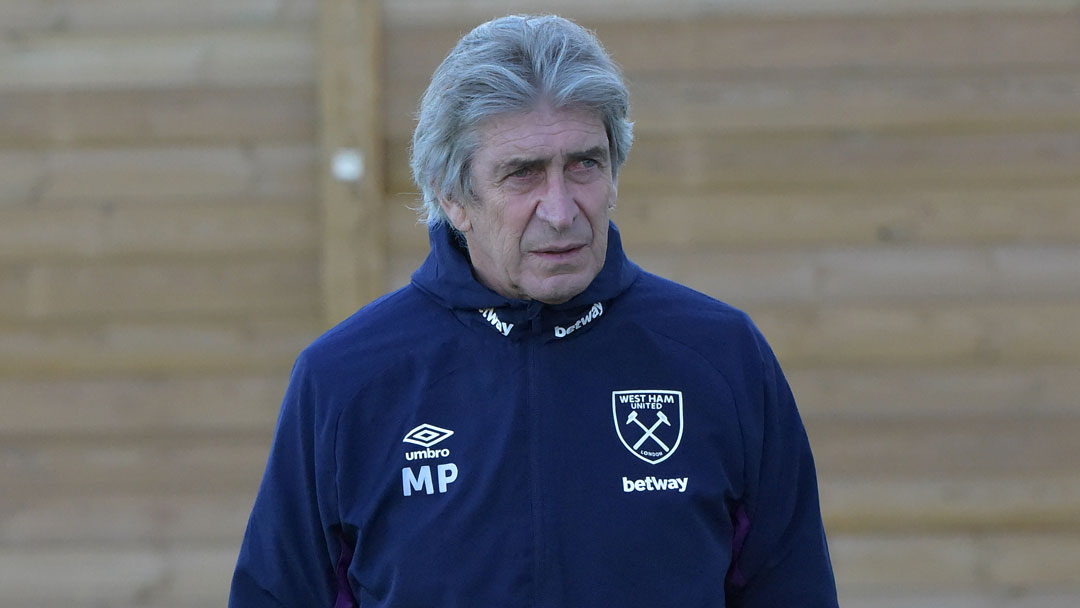 Manuel Pellegrini in training at Rush Green on Monday