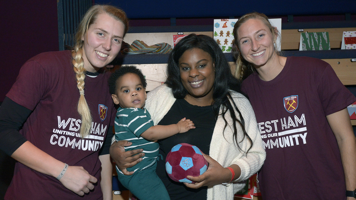 Women’s stars surprise families at Stratford Circus with festive visit