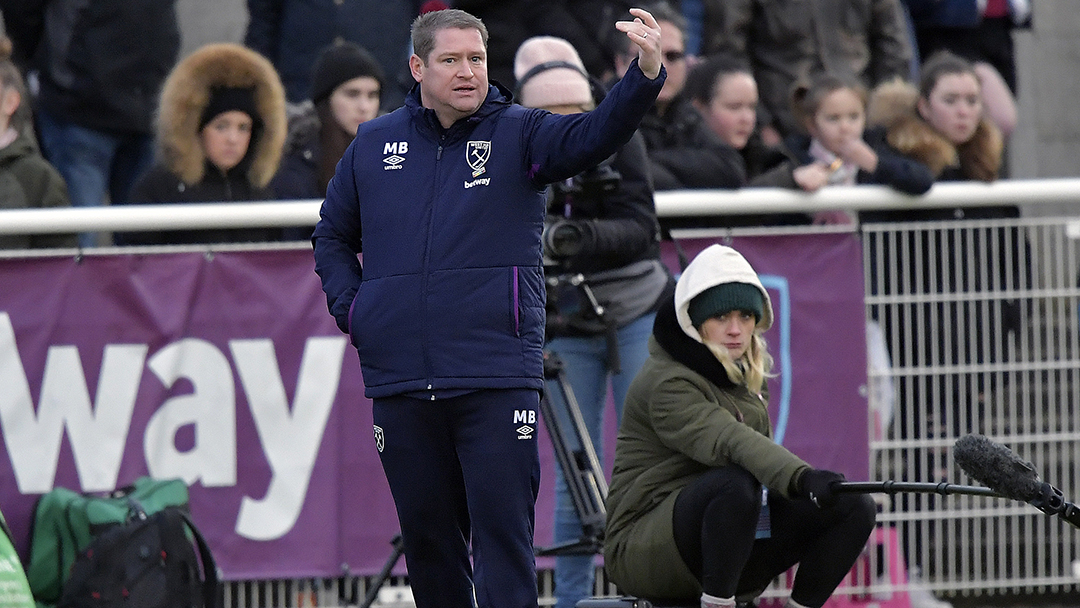 West Ham United manager Matt Beard on the touchline