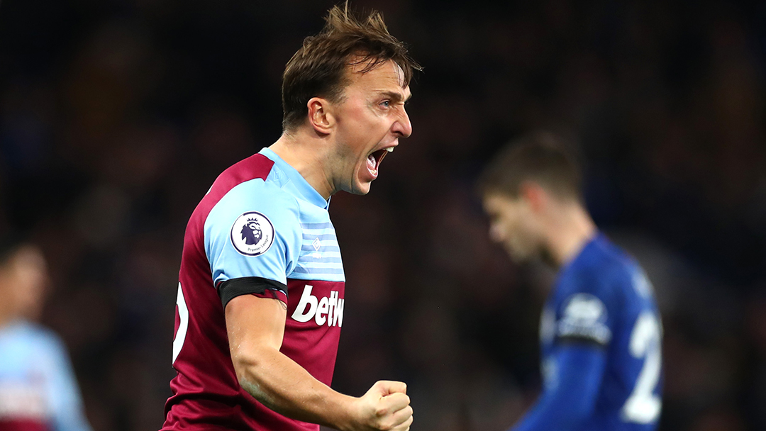 Mark Noble celebrates West Ham United's 1-0 win over Chelsea