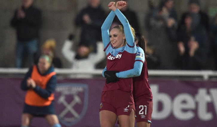 Alisha Lehmann celebrates her goals v Brighton