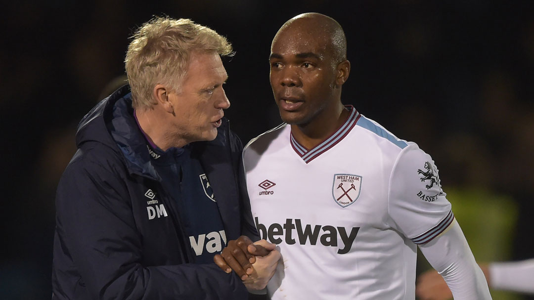 David Moyes with Angelo Ogbonna