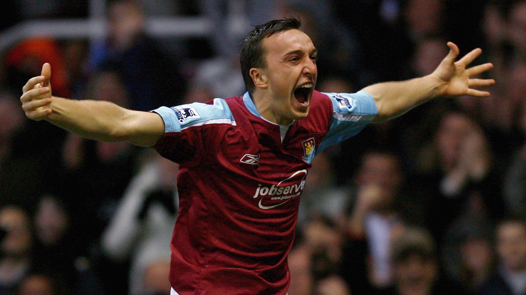 Mark Noble celebrates scoring against Brighton in January 2007